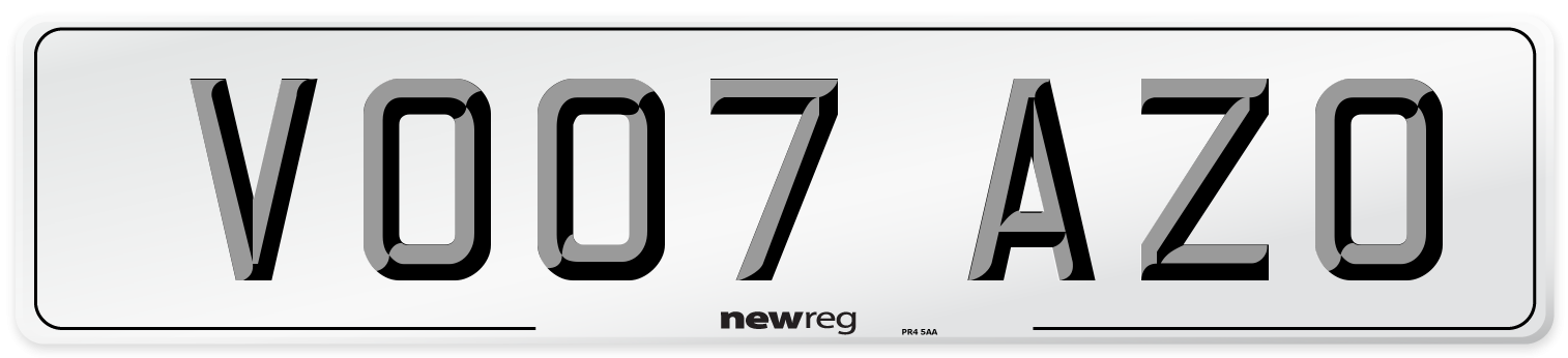 VO07 AZO Number Plate from New Reg